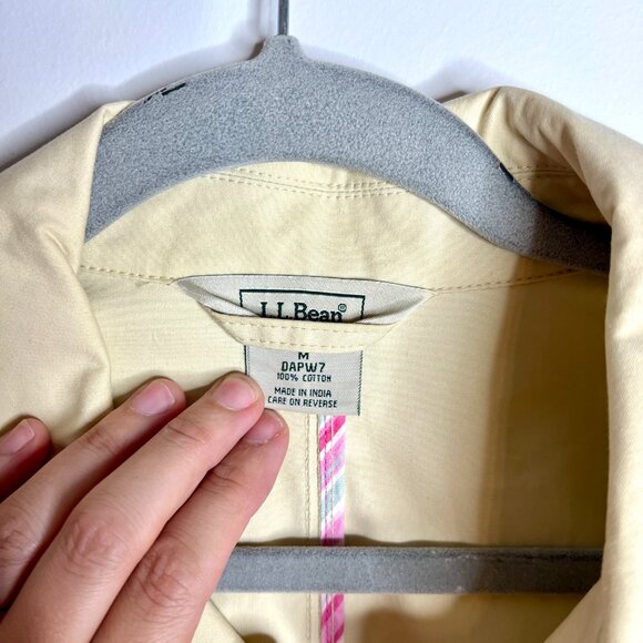 L.L. Bean Beige Cotton Mid-Length Raincoat Trench Coat Barn Chore Button Up M - Picture 2 of 4